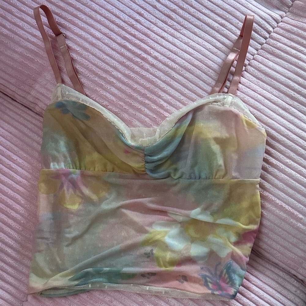 Free People Floral Lace Cami